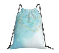 Sac à dos de sport à cordon de serrage en marbre liquide bleu, résistant à l'eau, pour femmes et hommes