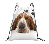 Sac à dos de sport à cordon de serrage, motif Basset Hound isolé, résistant à l'eau, pour femmes et hommes