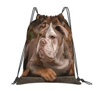 Sac à dos de sport à cordon de serrage, motif chiot bouledogue américain, résistant à l'eau, pour femmes et hommes