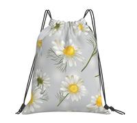 Sac à dos de sport à cordon de serrage, motif fleurs de camomille, résistant à l'eau, pour femmes et hommes