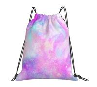 Sac à dos de sport à cordon de serrage, motif galaxie marbrée rose et violet, résistant à l'eau, pour femmes et hommes