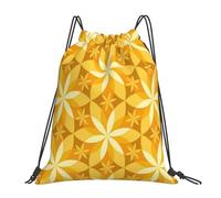 Sac à dos de sport à cordon de serrage, motif géométrique fleur de vanille jaune, résistant à l'eau, pour femmes et hommes