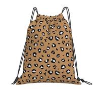 Sac à dos de sport à cordon de serrage, motif léopard tacheté, tendance animal panthère, ocre, résistant à l'eau, pour femmes et hommes