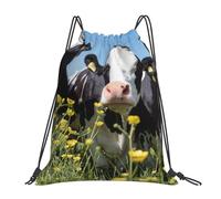 Sac à dos de sport à cordon de serrage, motif vaches noires et blanches, résistant à l'eau, pour femmes et hommes