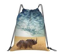 Sac à dos de sport à cordon de serrage Rhino Rhinoceros, résistant à l'eau, pour femmes et hommes
