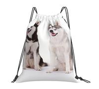 Sac à dos de sport à cordon imprimé chiens husky, sac de sport résistant à l'eau pour femmes et hommes
