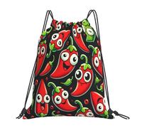 Sac À Dos De Sport Chili Cheer Poivrons Rouges Végan Étanche Sac À Dos À Cordon Réglable Sacs À Cordon De Serrage pour Vacances Salle Sports 39X46Cm