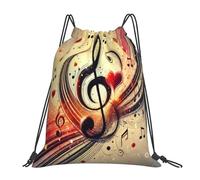 Sac À Dos De Sport Cœurs Notes De Musique Clés De Solfège Étanche Sac À Dos À Cordon Leger Sack Sport Gymnastique pour Sports Plein Air Homme 39X46Cm