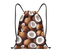 Sac À Dos De Sport Joli Imprimé Lumineux De Noix De Coco Pliable Sac À Dos À Cordon De Serrage Réglable Sacs De Gym pour Salle Vacances Basket-Ball 39X46Cm