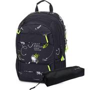 Sac à dos de sport OXY, cartable avec porte-crayons, 3 compartiments, 46x32x16cm, Graffiti, noir