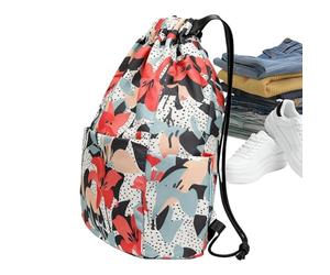 Sac à dos de sport - Porte-sport à cordon | Kit de rangement de remise en forme multi-usage imprimé floral, équipement d'entraînement de plage de natation en plein air polyvalent de grande capacité av