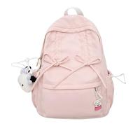 Sac à dos de style japonais pour femme et fille, sac à dos d'école, joli nœuds, sac à dos décontracté de grande capacité, rose, As shown in the figure