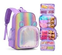 Sac à dos de transport compatible avec les poupées Barbie de 30,5 cm, organiseur de voyage avec bandes de fixation pouvant contenir jusqu'à 6 poupées, plusieurs poches pour vêtements et accessoires