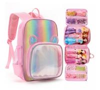 Sac à dos de transport compatible avec les poupées Barbie de 30,5 cm, organiseur de voyage avec bandes de fixation pouvant contenir jusqu'à 6 poupées, plusieurs poches pour vêtements et accessoires