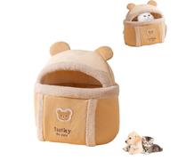 Sac à dos de transport en peluche douillet pour chat et chiot, sac de poitrine ou de ventre, respirant, accessoire chaud pour animaux de compagnie pour l'hiver, l'extérieur et les voyages (kaki L)