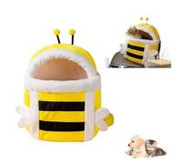 Sac à dos de transport en peluche douillet pour chat et chiot, sac de poitrine ou sac ventral, respirant, accessoire chaud pour animaux de compagnie pour l'hiver, l'extérieur et les voyages (jaune M)