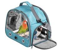 Sac à Dos de Transport Oiseau,Sac de Voyage pour Animal Domestique avec Perchoir et Plateau en Acier Inoxydable,Sac de Transport pour Petits Animaux,Cage de Transport Portable pour Oiseaux,Rats (Blue)