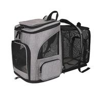 Sac à Dos de Transport pour Animaux de Compagnie, Extensible, pour Chien et Chat, Respirant et Pliable, Sac à Dos de Voyage pour Animaux de Petite et Moyenne Taille jusqu'à 18 LB, (Grise)