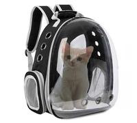 Sac à Dos de Transport pour Animaux - Transparent - Capsule Spatiale à Bulles - pour Petits Chiens, Chats - Approuvé par Les compagnies aériennes - Noir