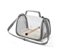 Sac à dos de transport pour oiseaux, vue panoramique, respirant, pliable, avec perchoir, plateau amovible, pour pivoine, petit soleil, tigre, moine (gris)