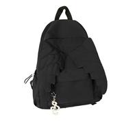 Sac à dos de transport quotidien avec accent matelassé sur le devant, disposition de poche prête à l'école, supports de poignée supérieure, pendentif breloque, Noir , One Size, Beauté de masse