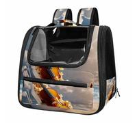 Sac à dos de transport respirant avec motif violon et fromage - Sac de voyage léger pour chatons, petits chiens et chiots | Approuvé par les compagnies aériennes, design anti-évasion
