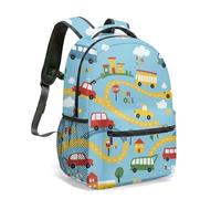 Sac à dos de transport vibrant de 40,6 cm - Illustration plate - Motif voitures, trains, avions, 02, L, Décontracté