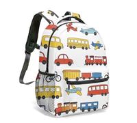 Sac à dos de transport vibrant de 40,6 cm - Illustration plate - Motif voitures, trains, avions, 10, L, Décontracté