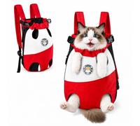Sac à Dos de Transporteur Ventral Poitrine pour Petit Chien Chiot Chat, Sac à Dos de Transport pour Animaux de Compagnie, Respirant, pour Chiot de Petite et Moyenne Taille (Red,S (2-3kg))