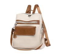 Sac à dos de travail féminin, bookbag PU de grande capacité | Sac de mode multi-usage avec fermeture à glissière à pendentif glands, sac de voyage pour activités de plein air, beige, Fare riferimento