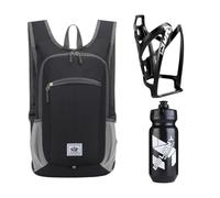 Sac à Dos De Vélo 15L Sac De Vélo VTT Et Sac De Randonnée Ultra-Léger Étanche Bouteille 610ml d’Eau De Vélo Route avec Porte-Bouteille Anti-Fuite Sports Cyclisme Camion VTT Noir