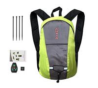 Sac à dos de vélo étanche Pomurom 15L, sac à dos de sécurité avec indicateur de signal LED et télécommande, sac à dos de vélo unisex pour cyclisme, randonnée et camping, vert à rayures