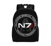 Sac à dos de voyage Alliance Mass Effect N7 pour homme et femme, idéal pour l'école, l'ordinateur portable, les jeux vidéo, les étudiants Noir