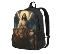 Sac à dos de voyage Anges et Lions pour femmes | Sac à dos léger pour ordinateur portable pour hommes | Sac à dos tendance grande capacité imperméable pour la randonnée et le travail | Noir
