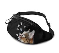 Sac À Dos De Voyage Aquarelle Animal Chat Papillon Unisexe Sac Poitrine Portable,Léger Sacoche Banane pour Randonnée Homme Femme 14X35Cm