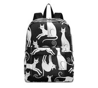 Sac à dos de voyage avec chat blanc dessiné à la main pour hommes et femmes, sac à dos léger et décontracté pour étudiants, adolescents