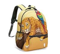 Sac à dos de voyage avec imprimé léopard et ara, 40,6 cm, forêt tropicale, nature, faune, jungle, 02, L, Décontracté