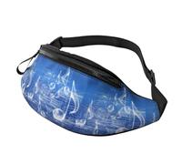Sac À Dos De Voyage avec Prise Casque Sacoche De Ceinture Notes Musicales De l'eau Bulles Unisexe Sac Ceinture pour Homme Femme Vacance 14X35Cm