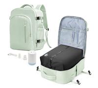 Sac a Dos de Voyage Cabine Avion sous Vide avec Pompe - Sac de Compression avec Airbag, Port USB, Bagage à Main 45x36x20 Imperméable -Vert