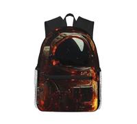 Sac à dos de voyage Cool Fire Astronaut pour femmes | Sac à dos léger pour ordinateur portable pour hommes | Sac à dos tendance grande capacité imperméable pour la randonnée et le travail | Noir