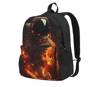Sac à dos de voyage Cool Fire Astronaut pour femmes | Sac à dos léger pour ordinateur portable pour hommes | Sac à dos tendance grande capacité imperméable pour la randonnée et le travail | Noir