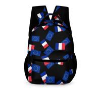 Sac à dos de voyage décontracté avec motif drapeau de la France et de l'UE, sac à bandoulière avec bretelles réglables