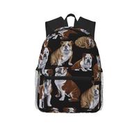 Sac à dos de voyage élégant avec motif bulldog anglais, sac à dos léger pour ordinateur portable, sac à dos pour ordinateur portable, sac à dos pour le travail, noir, taille unique, noir, Rozmiar