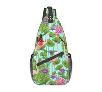 Sac à dos de voyage en diagonale avec motif flamant rose et floral, Flamingo Love Flowers, Rozmiar uniwersalny