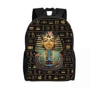Sac à dos de voyage en or antique du pharaon égyptien Toutankhamon, cartable pour ordinateur portable, cartable pour étudiant, hiéroglyphes égyptiens Noir