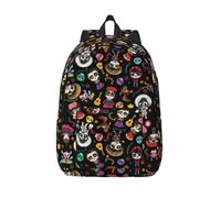 Sac à dos de voyage en toile avec masques faciaux personnalises Coco pour hommes et femmes, sac d'ecole, sac à dos pour ordinateur, sac à dos pour etudiants Noir