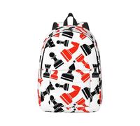 Sac à dos de voyage en toile avec motif d'échecs, protection contre l'eau et sangles ergonomiques pour le travail et l'université, Noir , S