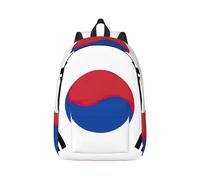 Sac à dos de voyage en toile avec motif drapeau de la République de Corée pour ordinateur portable, protection de l'eau et sangles ergonomiques pour le travail universitaire, Noir , S