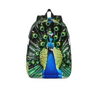 Sac à dos de voyage en toile de paon frais pour ordinateur portable, anti-eau et sangles ergonomiques pour le travail universitaire, Noir , M