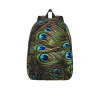Sac à dos de voyage en toile de paon frais pour ordinateur portable, anti-eau et sangles ergonomiques pour le travail universitaire, Noir , S